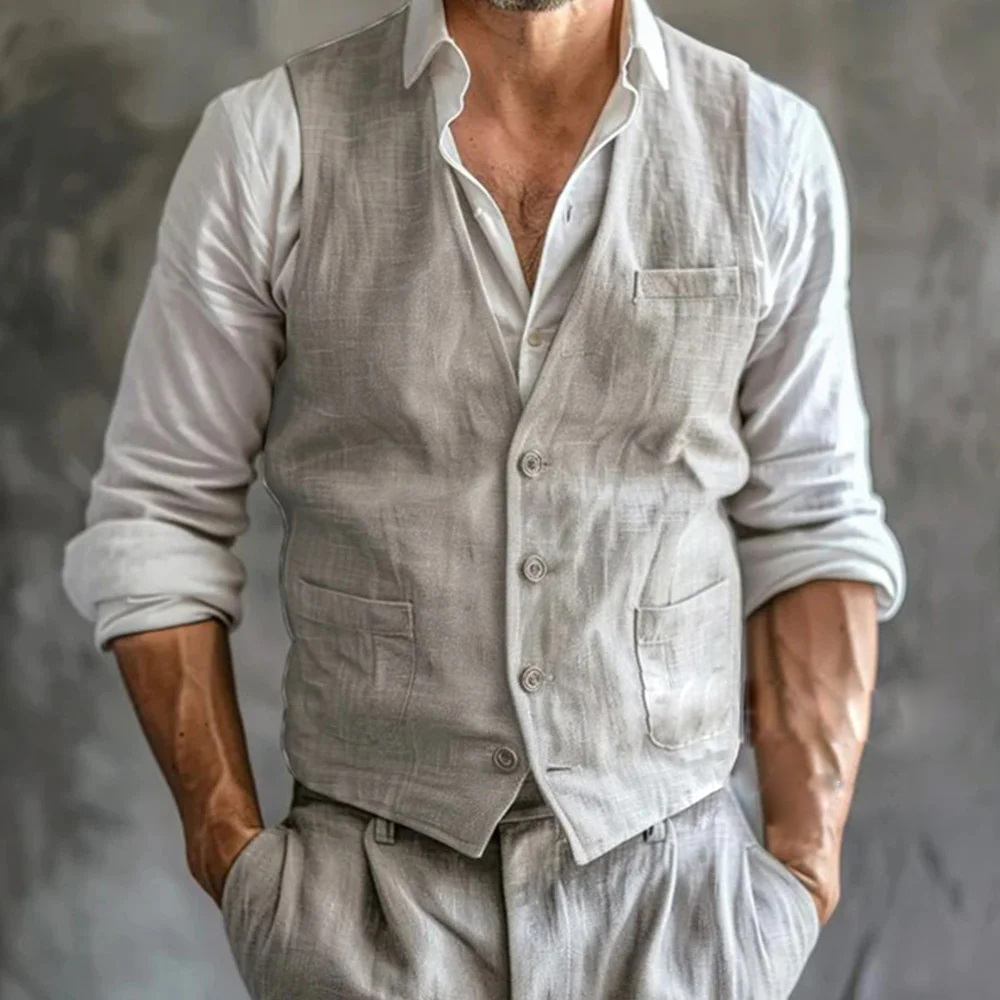 Formal Waistcoat Vest - Gilet en Lin pour Homme, de