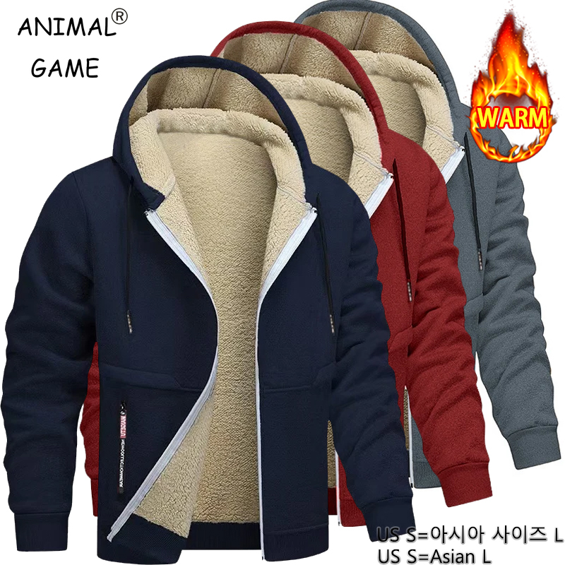 Sherpa Jacket Fleece - Jeu d'animaux hommes décontracté à capuche