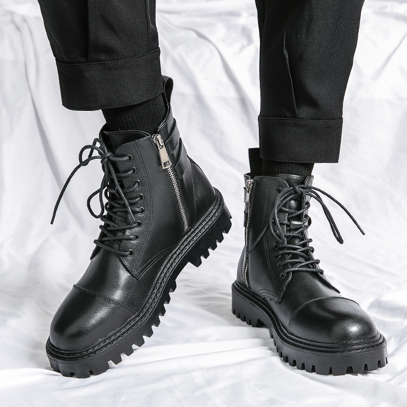 Mens Fashion Zip Up - Chaussures en cuir décontractées pour hommes,