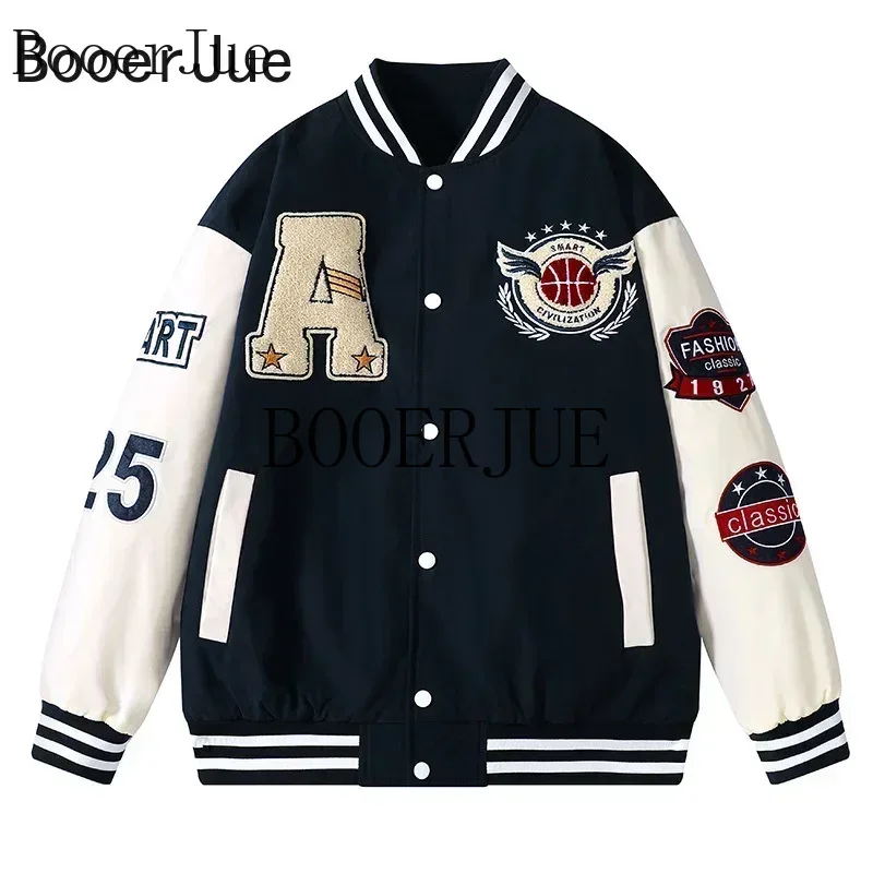 Varsity Jacket Letterman - Blouson Bomber Unisexe en Similicuir avec