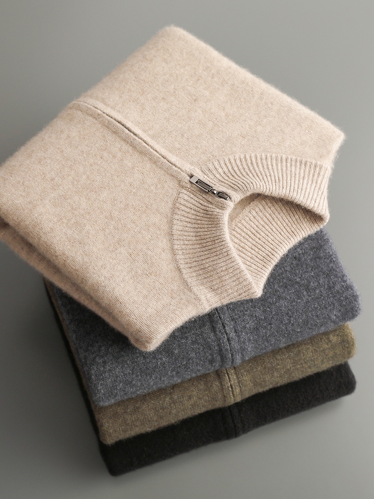 Men'S Fashion Zip Sweater - Cardigans en tricot pour hommes, 100%