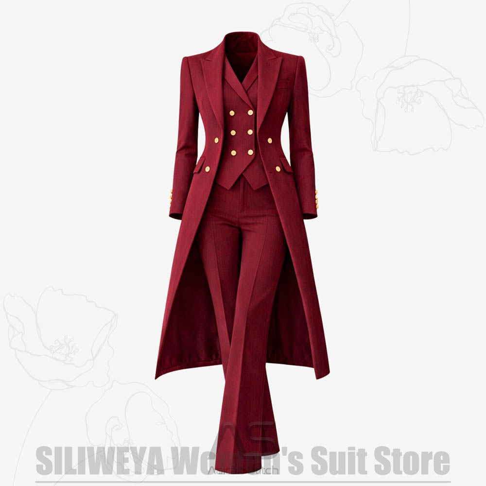 Formal Waistcoat Vest - Costume 3 Pièces Femme Élégant Double