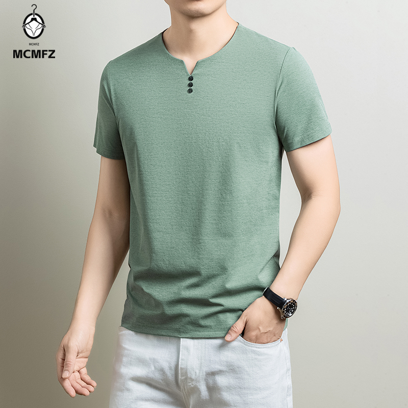 Men Fashion Upper - T-shirt Henley basique pour homme, en