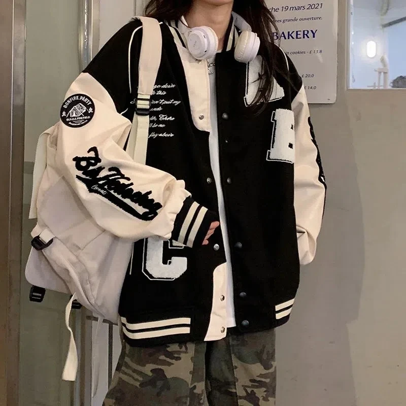 Varsity Jacket Letterman - Veste bombardier en laine d'agneau Y2k