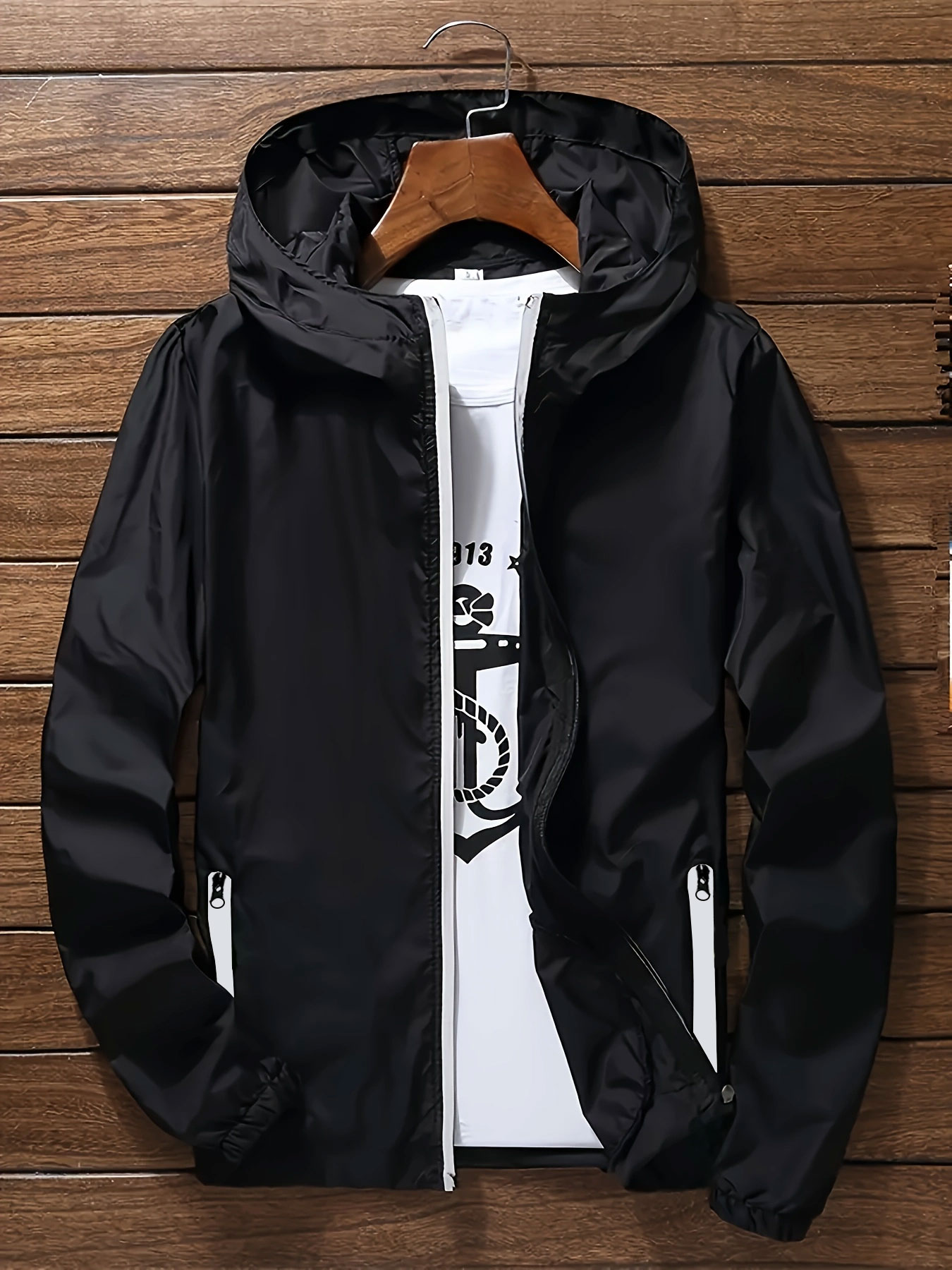 Windbreaker Men Zip - Veste coupe-vent légère à capuche pour