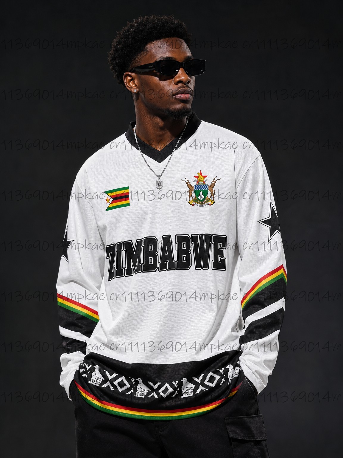 Fashion Mens Shirt - T-shirt à manches longues col en