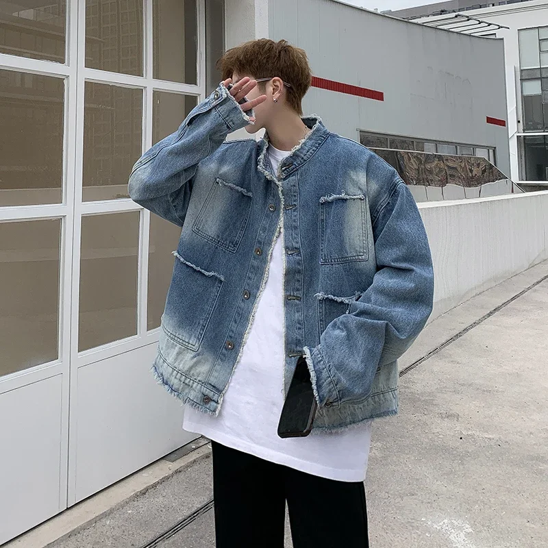 Veste en jean déchirée style h - Mens Fashion Denim Jacket avis et prix