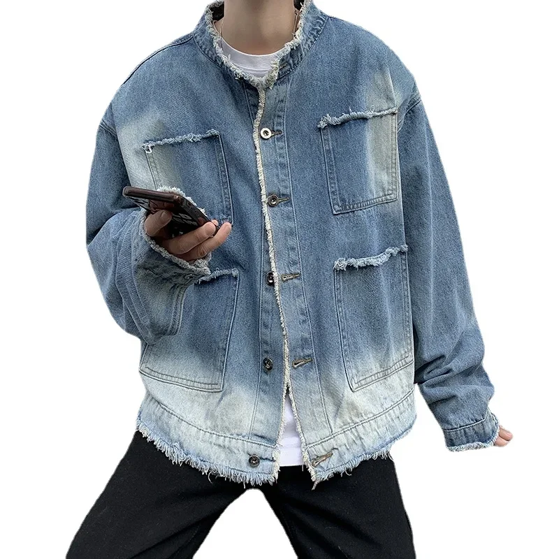 Veste en jean déchirée style h - Mens Fashion Denim Jacket avis et prix