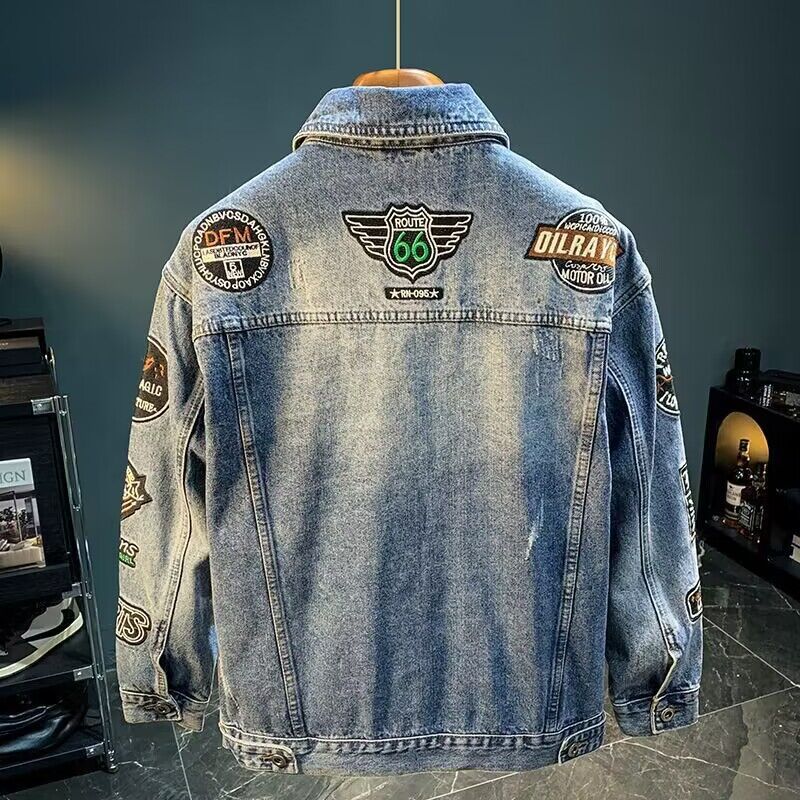 Hommes haute rue broderie Patc - Mens Fashion Denim Jacket avis et prix