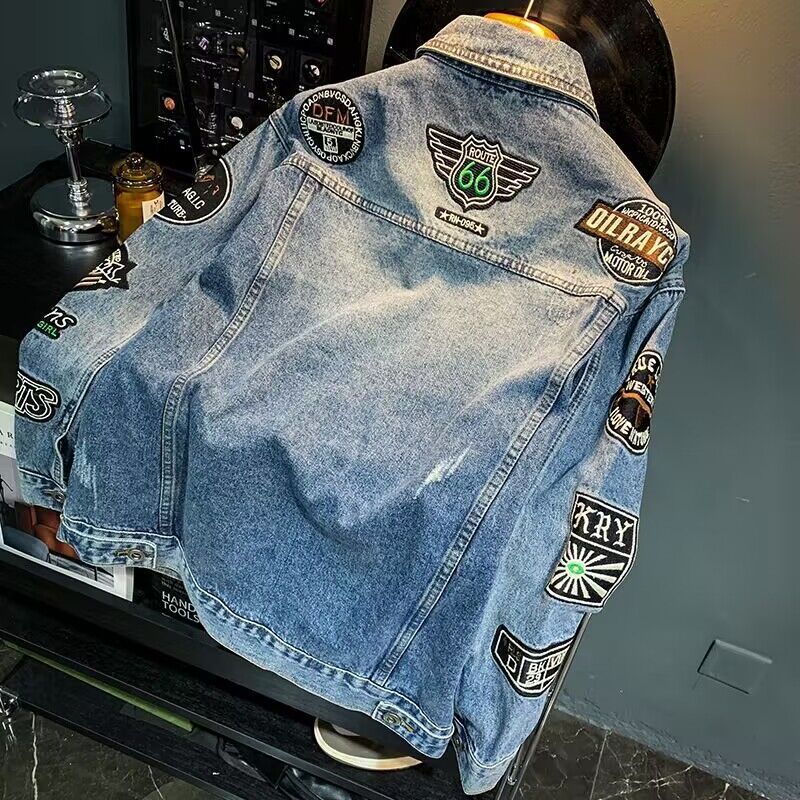 Hommes haute rue broderie Patc - Mens Fashion Denim Jacket avis et prix