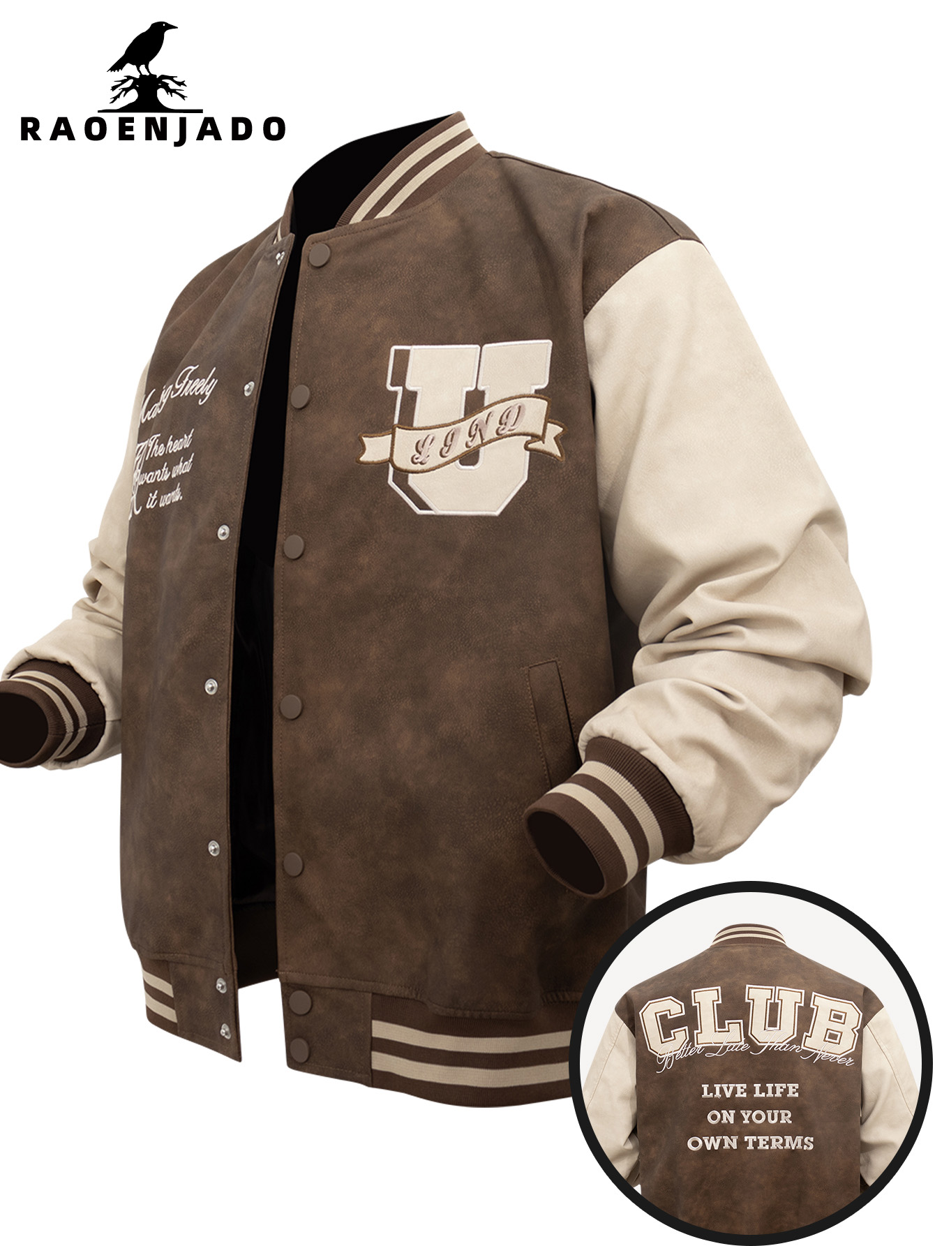 Veste en similicuir PU pour ho - Varsity Jacket Letterman avis et prix