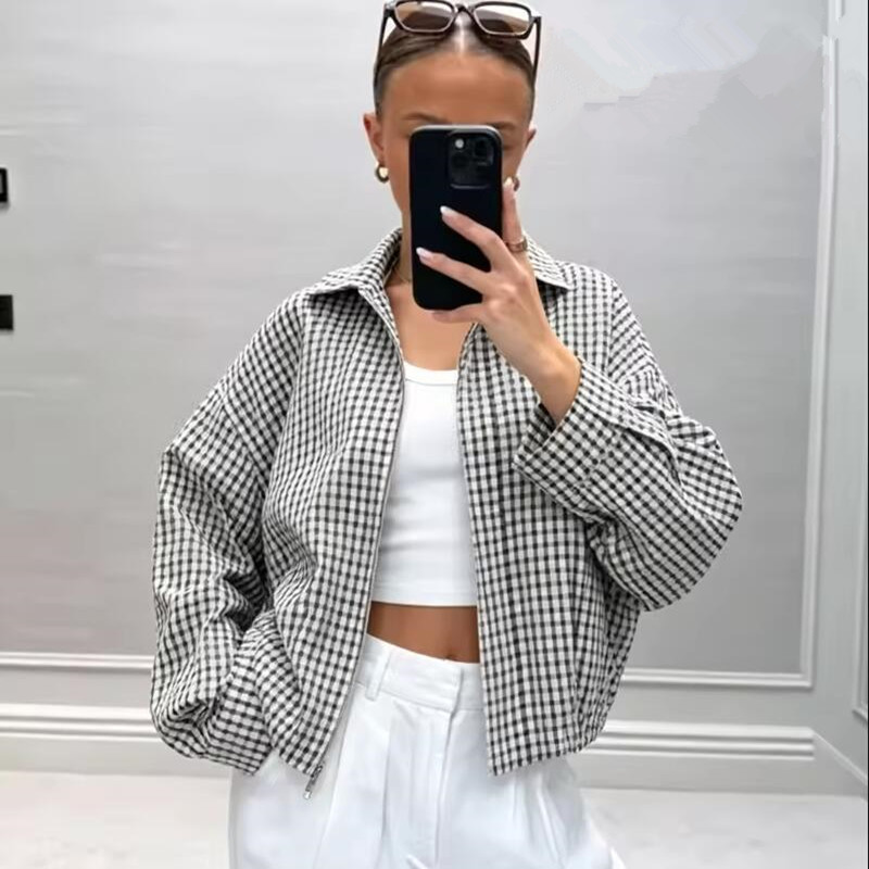 Blouson Bomber à Carreaux Femm - Varsity Jacket Letterman avis et prix