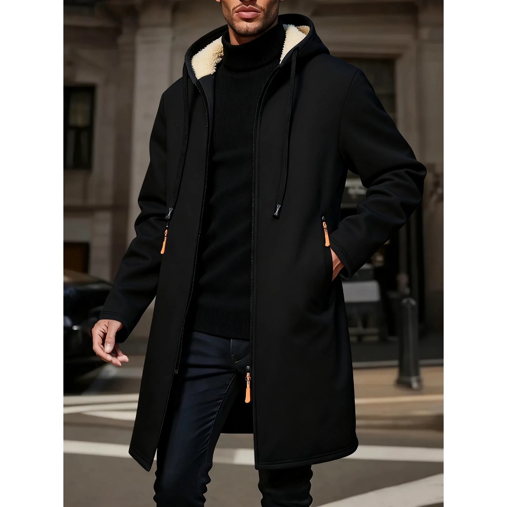 Manteau Long chaud d'hiver pou - Windbreaker Men Zip avis et prix