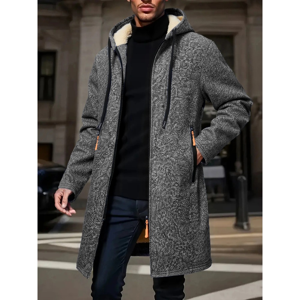 Manteau Long chaud d'hiver pou - Windbreaker Men Zip avis et prix