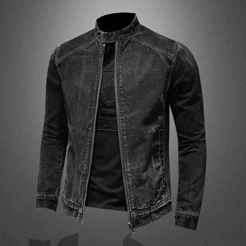 Blouson aviateur en denim à co - Bomber Jacket Men avis et prix