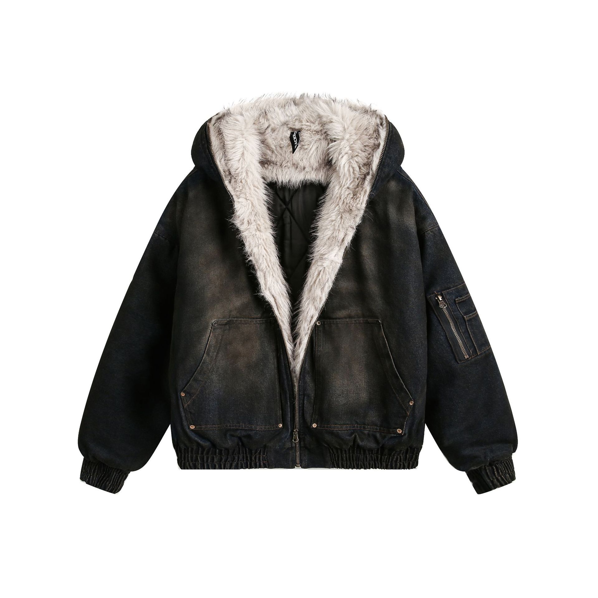 Veste à capuche en coton délav - Sherpa Jacket Fleece avis et prix