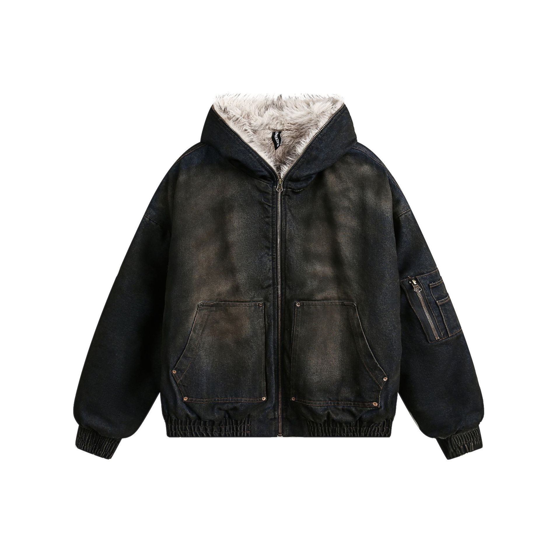 Veste à capuche en coton délav - Sherpa Jacket Fleece avis et prix