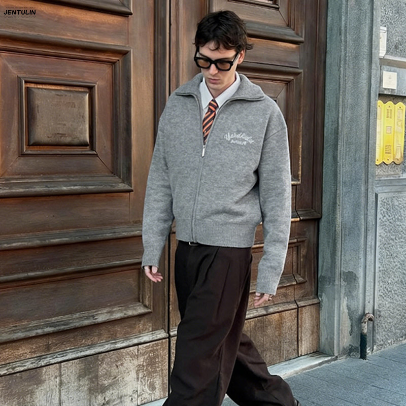 Rétro Spliced ​ ​ Cardigan cou - Men'S Fashion Zip Sweater avis et prix
