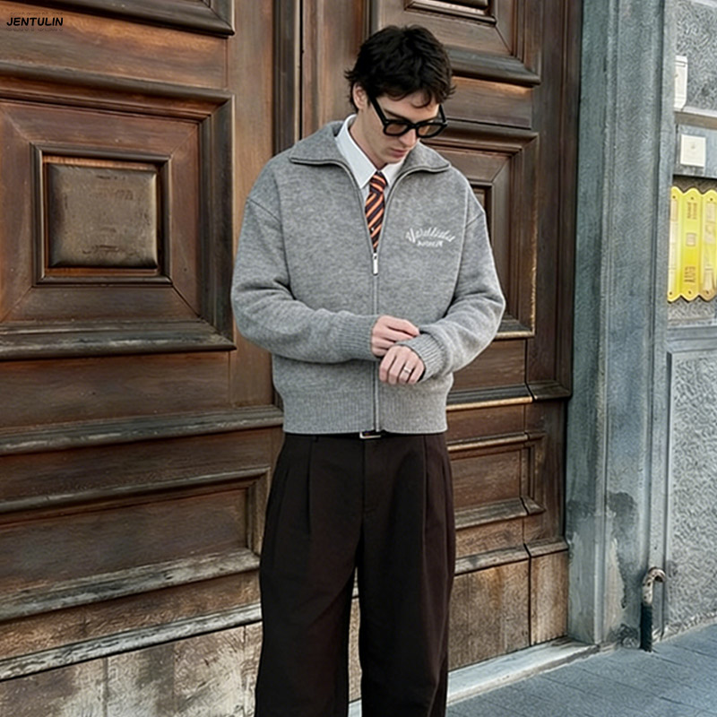 Rétro Spliced ​ ​ Cardigan cou - Men'S Fashion Zip Sweater avis et prix