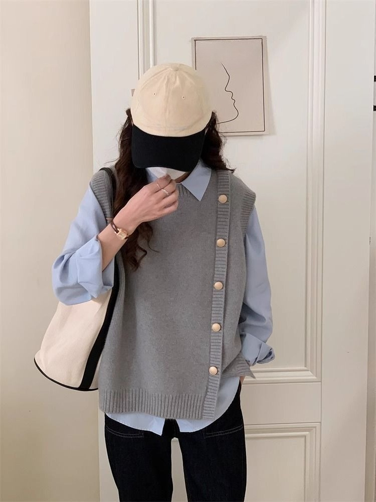 Gilets en tricot à col rond po - Formal Waistcoat Vest avis et prix