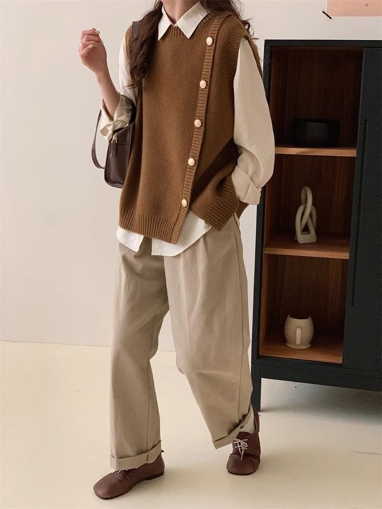 Gilets en tricot à col rond po - Formal Waistcoat Vest avis et prix